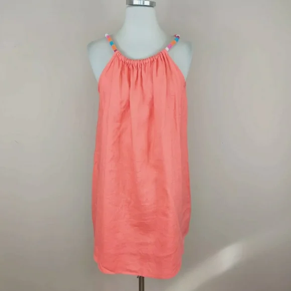 🏝 St Tropez west coral linen dress size small 🦀 - Picture 6 of 8